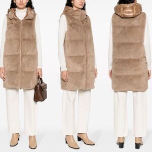 Herno Resort Tan Color Calf Hair Puffer Vest Size 46